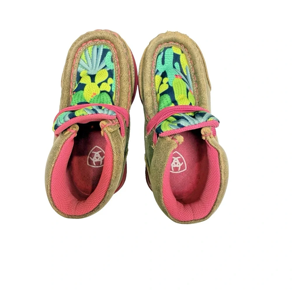 Ariat Toddler Girl's Size 5 Lil Stomper Roswell Cactus Tan & Pink Shoes Boots